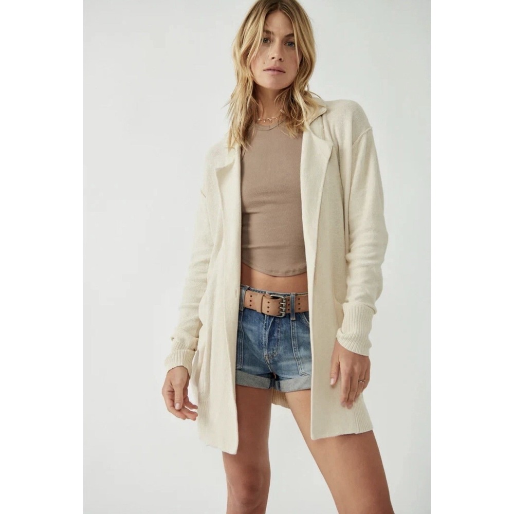 WE THE FREE Free People Desert Blazer‎ Med Natural Boho Recycled Cotton Cream